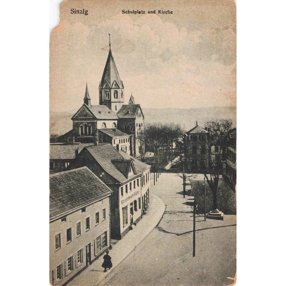 Sinzig Germany Schulplatz und Kirche Church Town Square Street View Postcard - Picture 1 of 2